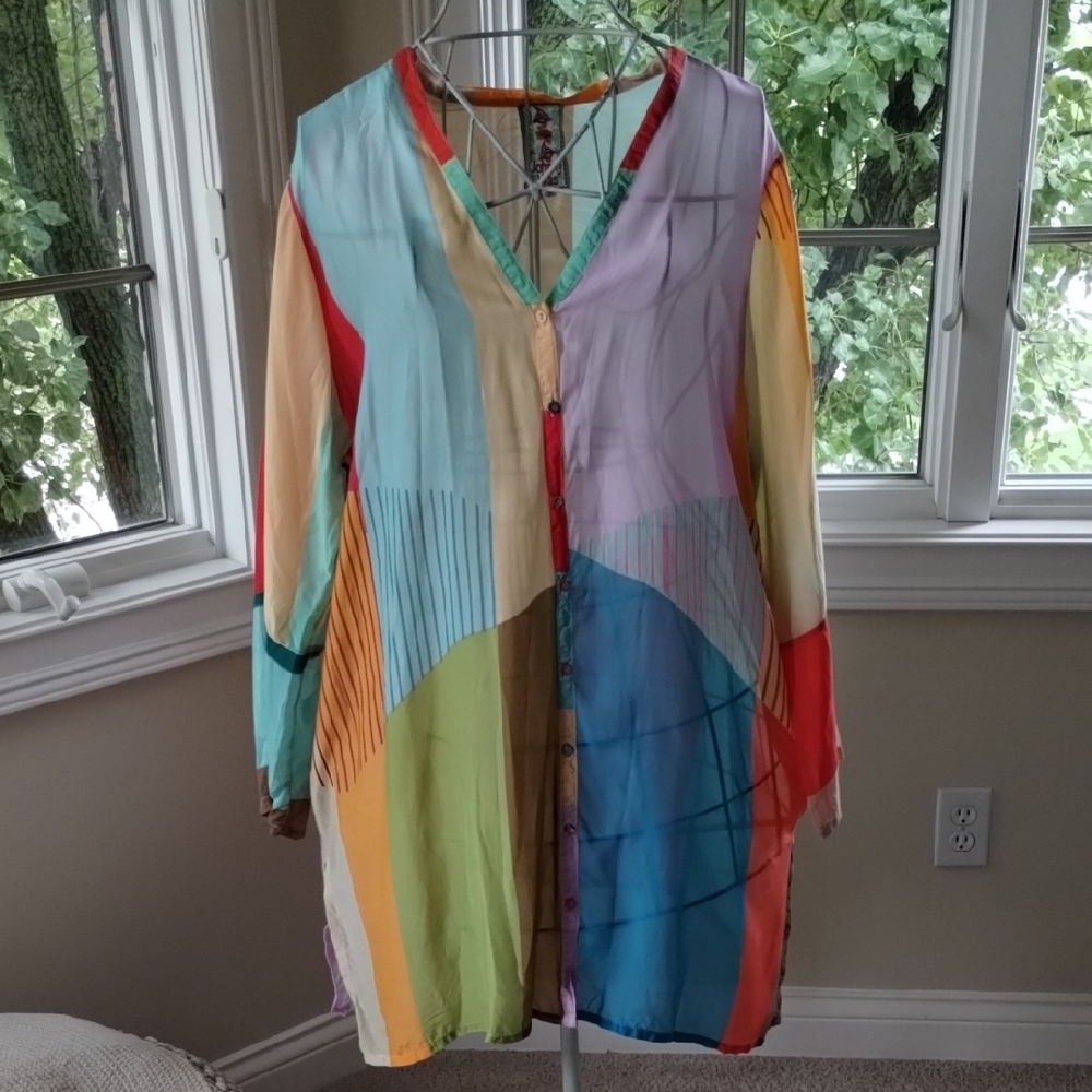 Johnny Was Multicolor Long Sleeve Dress